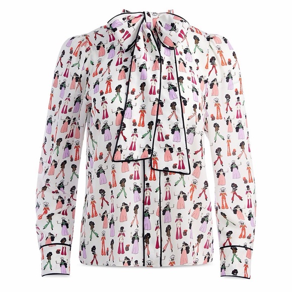 Alice + Olivia Jeannie Chef Stacey Silk Blouse Size Small - Picture 5 of 10